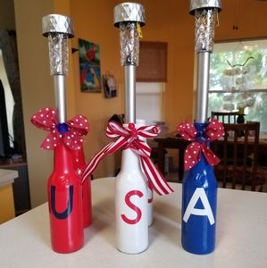 Handmade USA Solar Lights sets of 3. Use indoor/outdoor.